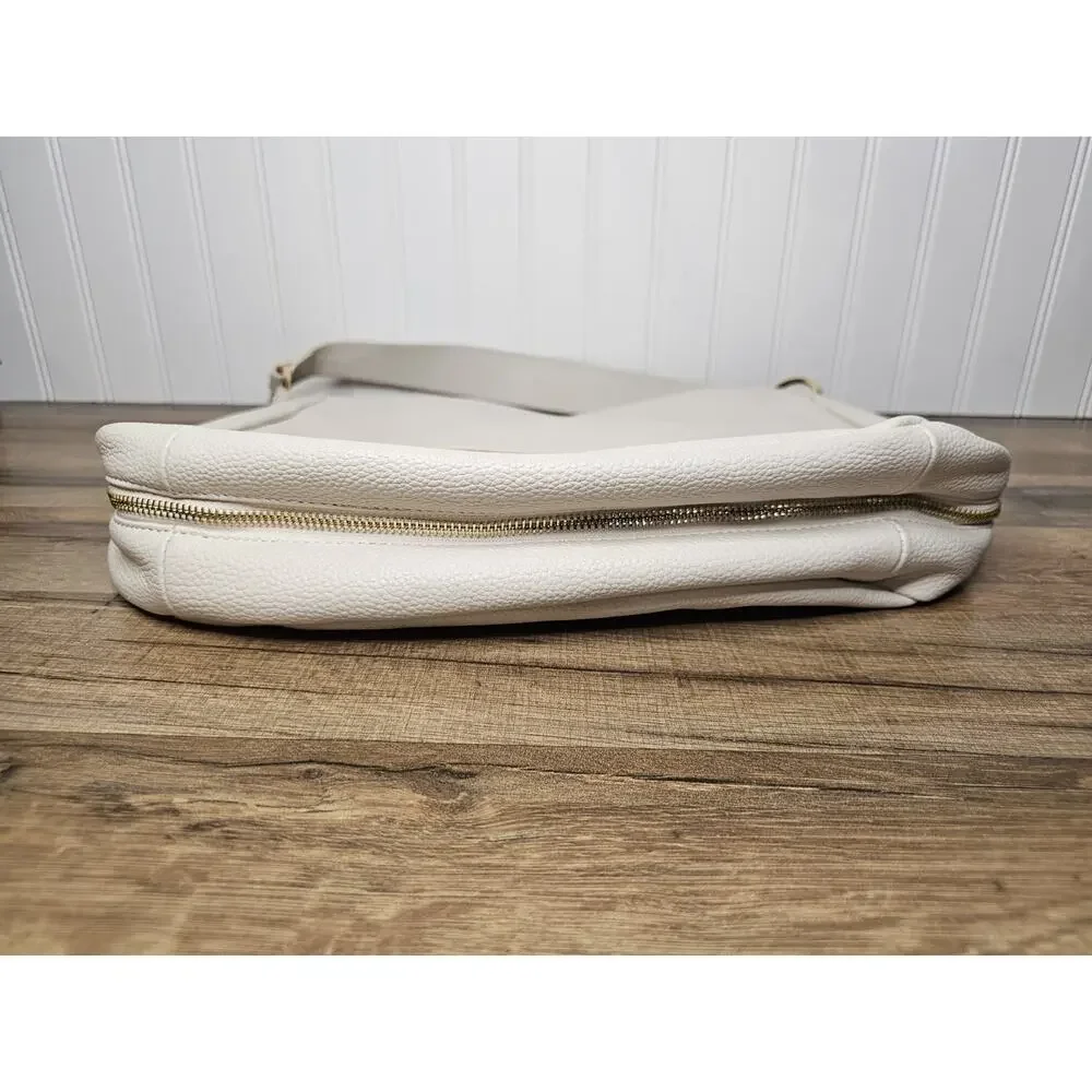Laggo Leather Shoulder Bag Hobo Cream‎ White Expandable